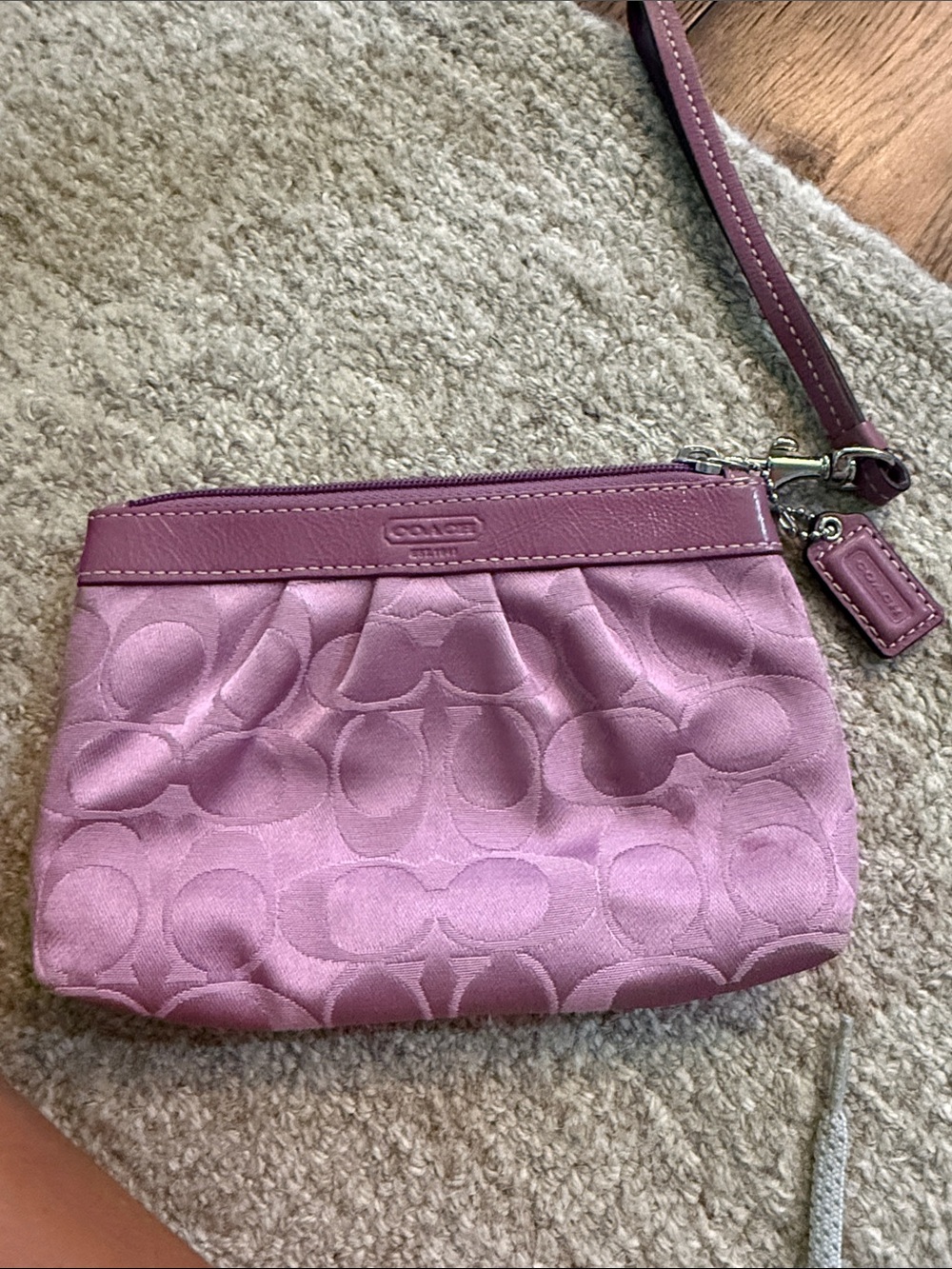 Coach Pink Signature Wristlet Pouch